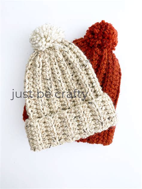 Crochet Chunky Hat Pattern - Free pattern and tutorial by Just Be Crafty