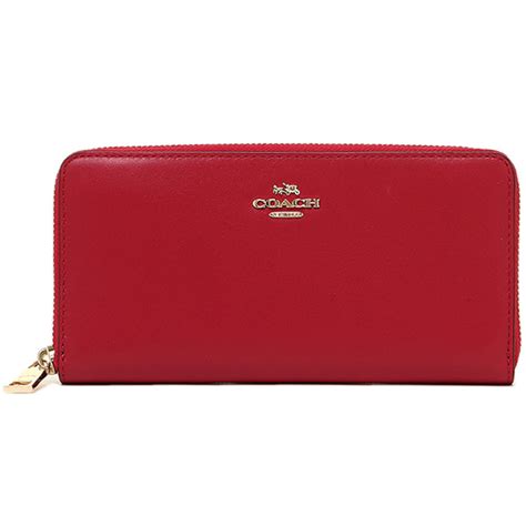 SpreeSuki - Coach Smooth Leather Zip Accordion Wallet Classic Red # F54049