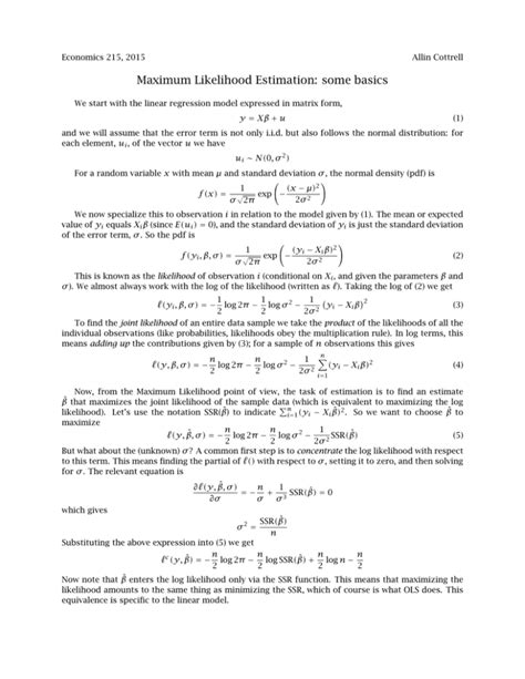 Maximum Likelihood Estimation: some basics