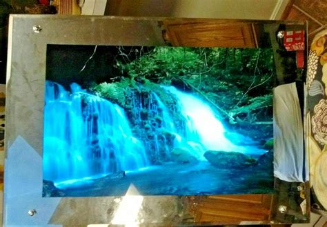 26" Waterfall moving sound light Mirror frame picture Nature Decor Home ...