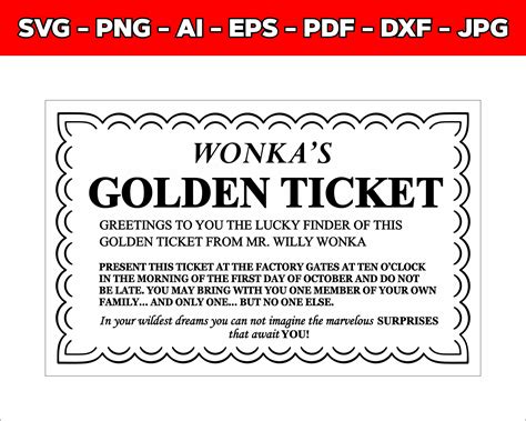 Wonka Bar Svg Ticket Golden Ticket Editable Template DIY - Etsy