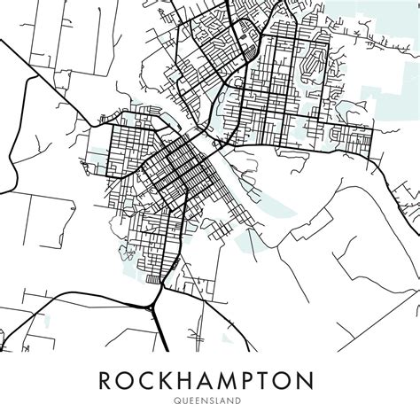 Rockhampton Queensland Australia City Map Print Wall Art | Etsy