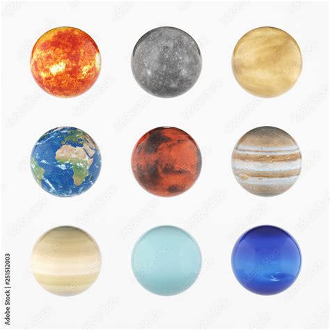 Planets Solar System White Background