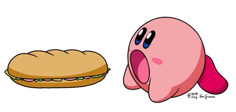 Kirby eating a big sandwich — Weasyl