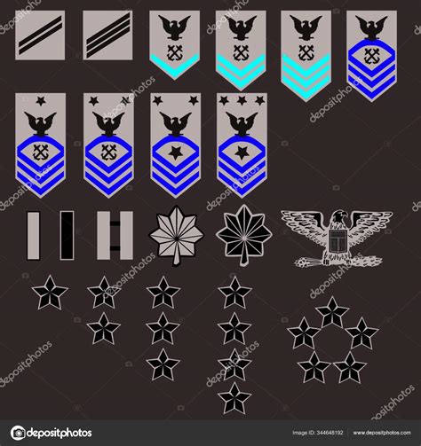 Navy Rank Insignia Officers Enlisted Vector Format Stock Vector Image ...