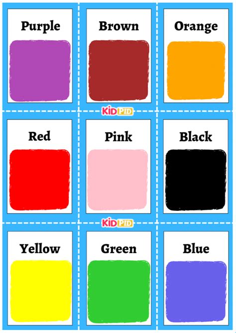 Color Names Simple Flashcard Sheets - Kidpid