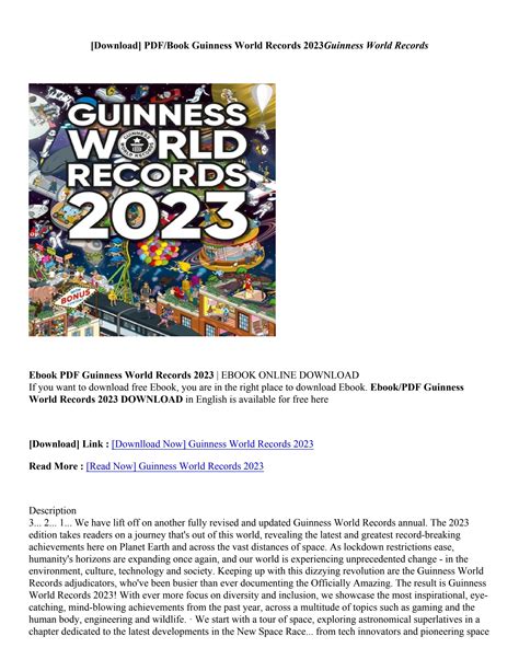 [PDF Download] Guinness World Records 2023 By Guinness World Records by nickiefraze99 - Issuu