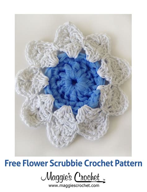 Flower Scrubbie Free Crochet Pattern | Scrubbies crochet pattern, Crochet patterns, Wooden ...