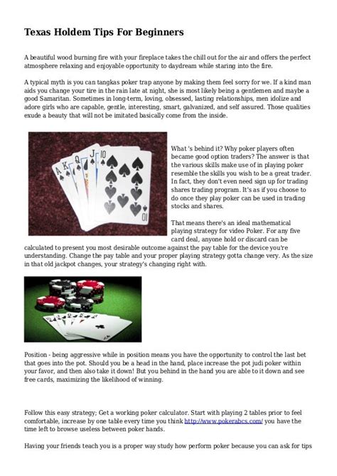 Texas Holdem Tips For Beginners