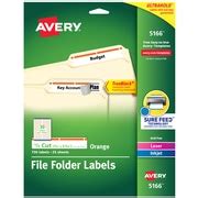 Avery® 5166 Orange Permanent File Folder Labels with TrueBlock™, 750/Pack | Staples