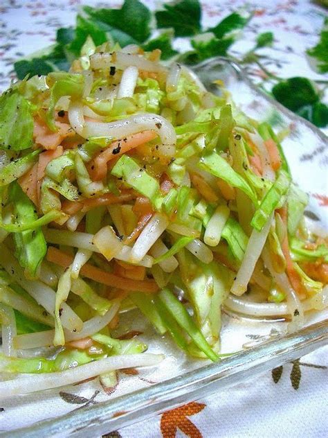 Spicy Spring Cabbage and Bean Sprout Salad Recipe by cookpad.japan | Recipe | Spring cabbage ...