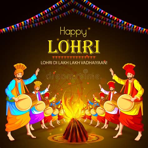 Happy Lohri Holiday Festival of Punjab India Stock Vector ...