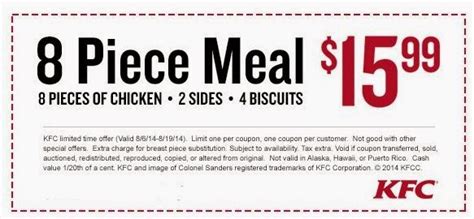 KFC (Kentucky Fried Chicken) Printable Coupons August 2015