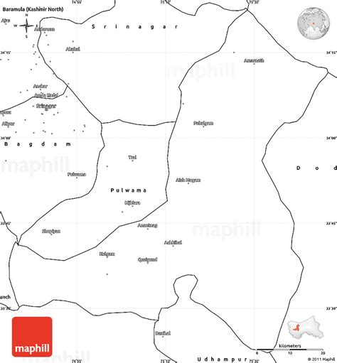 Blank Simple Map of Anantnag (Kashmir South)