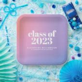Class of 2022 Purple Gradient Custom Graduation Paper Plates | Zazzle