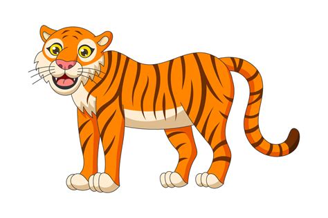 Cute cartoon red striped tiger. Drawing african baby wild smiling ...