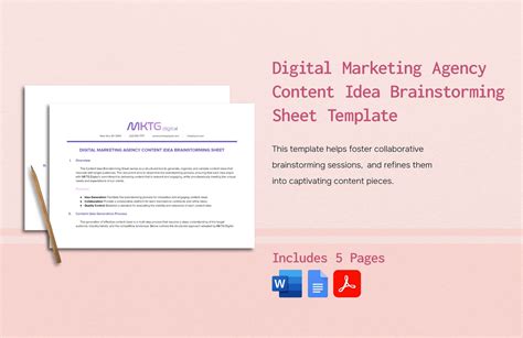 Digital Marketing Agency Content Idea Brainstorming Sheet Template in PDF, Word, Google Docs ...