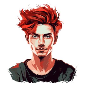 Illustration Of A Red Hair Style For Men, Red, Haircut, Graphic PNG ...