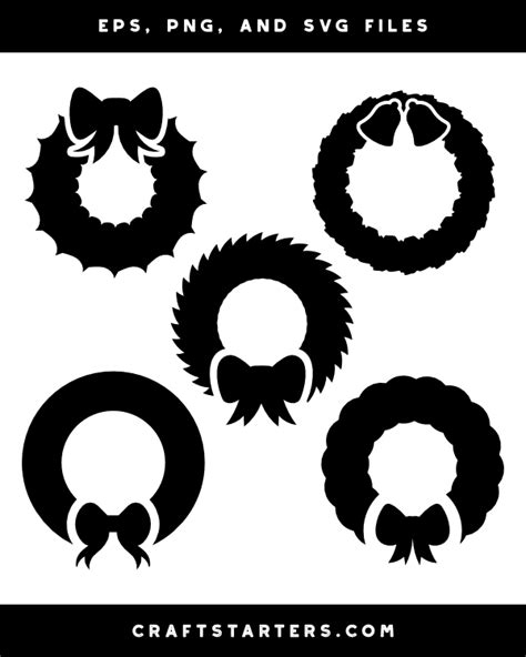 Simple Christmas Wreath Silhouette Clip Art