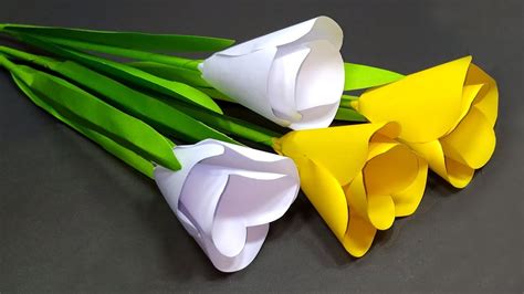 How to Make Paper Tulip Flower!! Easy Making DIY Tulip Flower At Home | Jarine's Crafty Creation ...