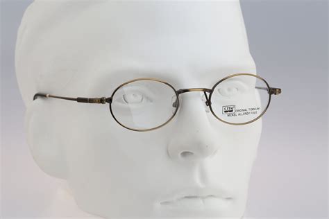 Vintage oval eyeglasses, 532 col.6 - 90s unisex titanium small oval ...