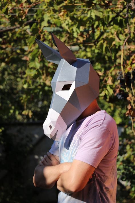 Donkey Mask DIY Low Poly Mask Paper Craft Mask Pdf Template - Etsy