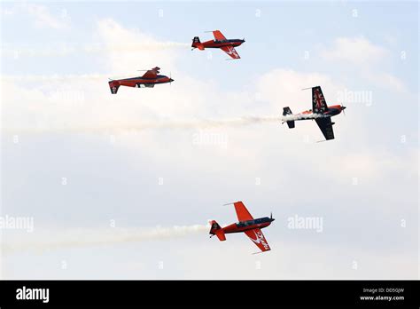 The Blades (former red arrow pilots) pictured at Wings and Wheels, Dunsfold, Surrey today with a ...