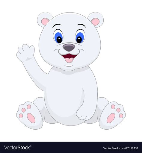 Cute cartoon polar bear waving his hand Royalty Free Vector