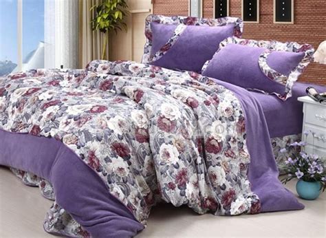 Purple Floral Comforter Bed Set | Print comforter, Comforter sets ...