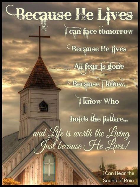 Pin by Cindy Abbott on ~*Love by JESUS*~ | Sunday church quotes, Church hymns, Because he lives