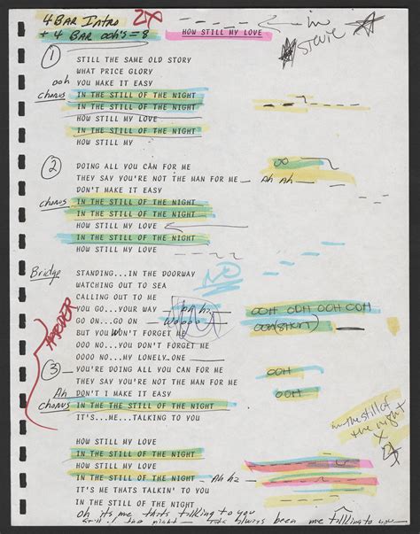 Lot Detail - Stevie Nicks Hand Annotated "How Still My Love" Lyrics