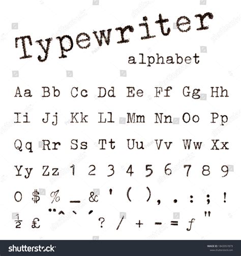 Typewriter Alphabet Numbers Isolated On White Stock Photo 1843957879 ...