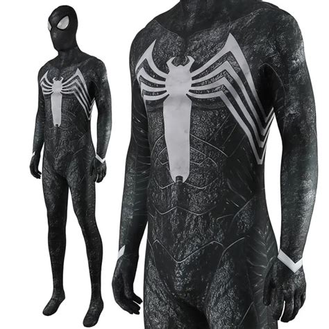 Spider-Man 2 Symbiote Black Suit Peter Parker Cosplay Costume Adults ...