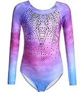Amazon.com: Zaclotre Kid Girls Gymnastic Leotard Long Sleeve Color Gradient Sparkly Ballet Dance ...
