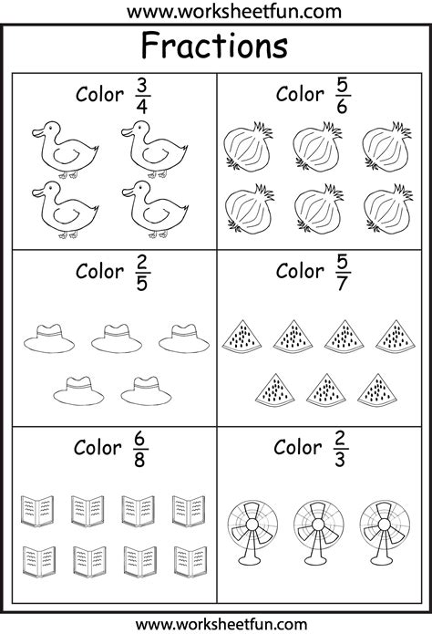 3rd grade fractions printable worksheets download - free fraction ...