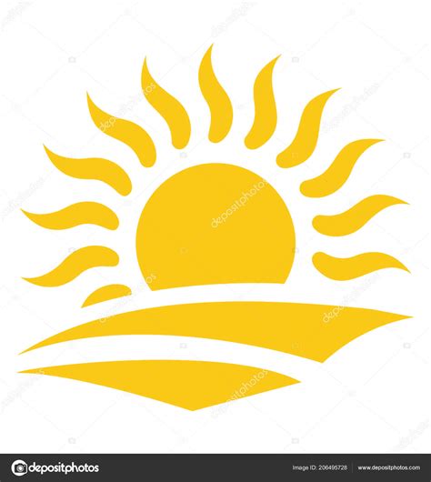 Half Sun Rays Emerging Upwards Sunrise Concept Stock Vector by ...