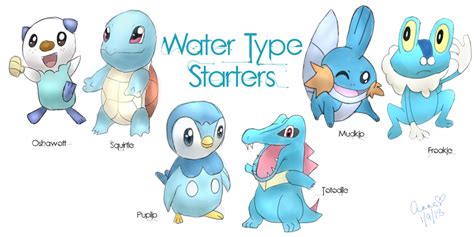 Water Type Starters by PrincessPyrefly on DeviantArt