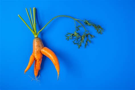 Premium Photo | Unusually-shaped carrot top view