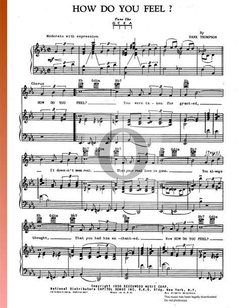 How Do You Feel? (Hank Thompson) Piano Sheet Music - OKTAV