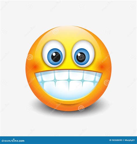 Cute Smiling, Grinning Emoticon Showing Teeth, Emoji, Smiley - Vector Illustration Stock Vector ...