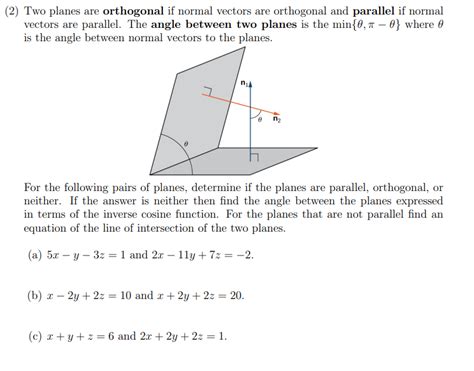 Solved (2) Two planes are orthogonal if normal vectors are | Chegg.com