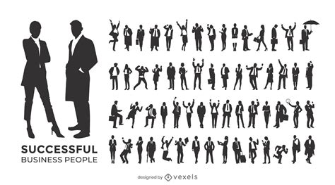 Successful Business People Silhouette Set Vector Download