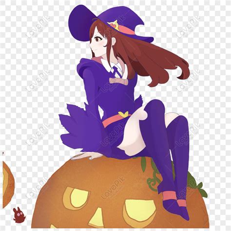 Free Girl Sitting On A Pumpkin Head, Cartoon, Hand Drawn, Pumpkin Head PNG Transparent ...