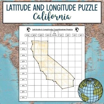 Latitude and Longitude Practice Puzzle Review Activity - California