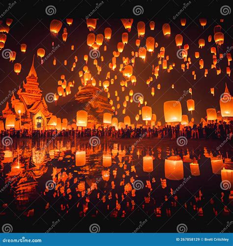 Thailand S Lantern Festival Stock Illustration - Illustration of dusk ...