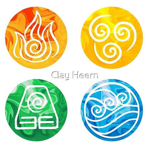 Four Element Symbols Sticker Pack Avatar the Last Airbender | Element ...