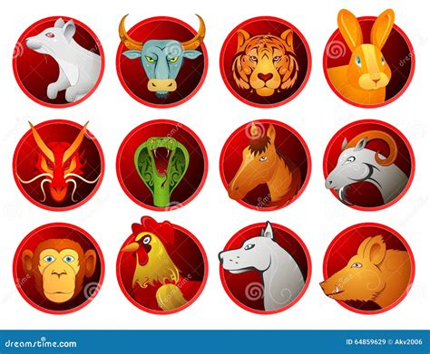 Chinese Zodiac Symbols Stock Vector - Image: 64859629