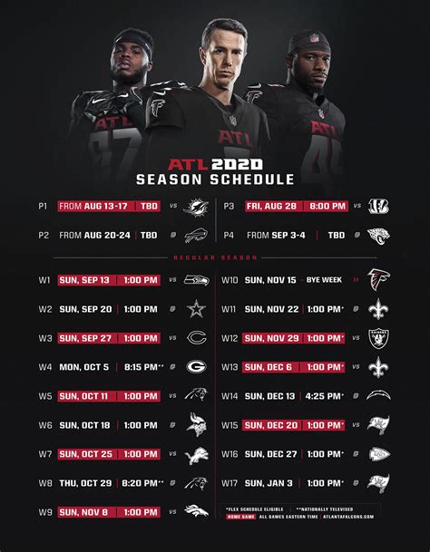 Printable Falcons Schedule