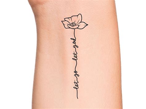 Let Go Let God Flower Temporary Tattoo Religious Wildflower Tattoo - Etsy