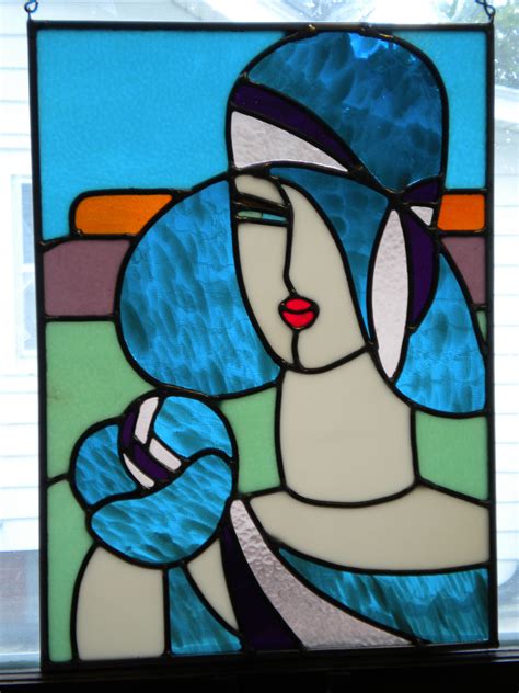 Art deco stained glass lady. I love art deco and stained glass so ...